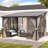 Lean-To Wall-Mounted Pergolas With Curtains And Netting-122684184