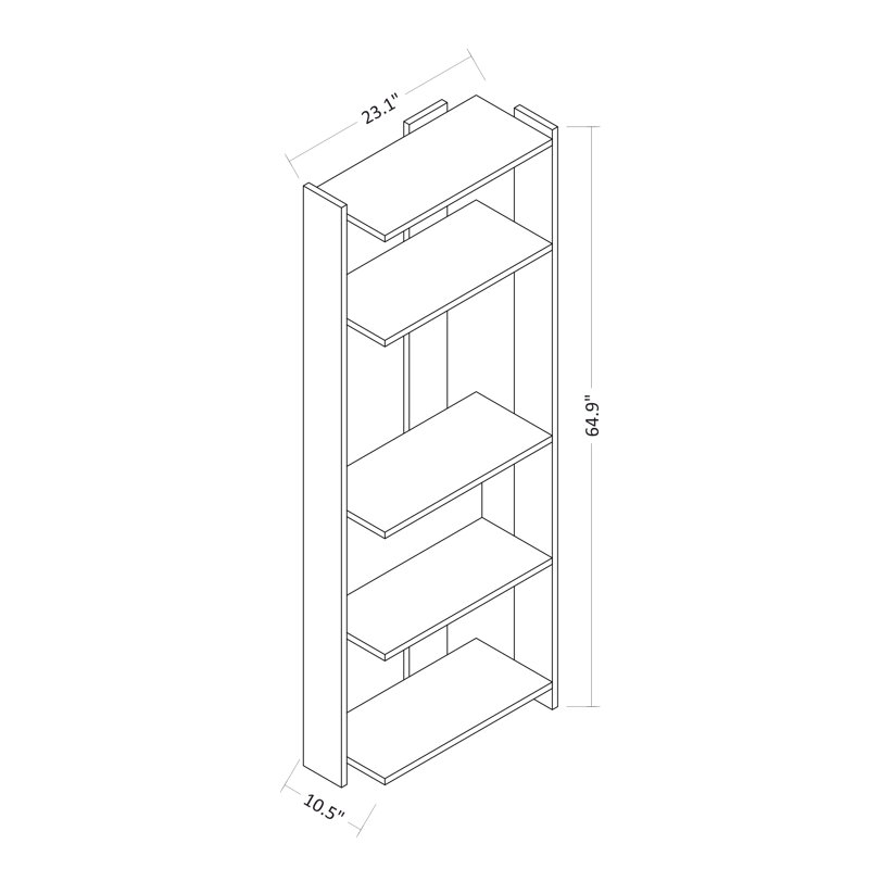Hollier Geometric Bookcase, Anthracite/Oak