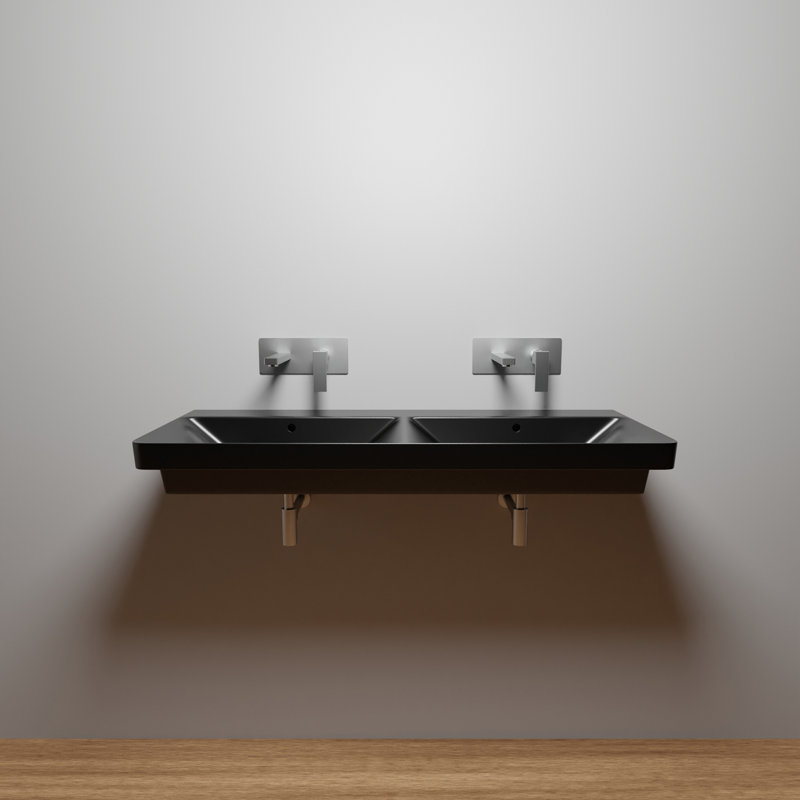 Luxury 23.2 in. L Bathroom Sink, Matte Black, Wall Mounted