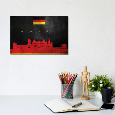 «Mainz Allemagne Skyline» par Adrian Baldovino, impression sur toile tendue