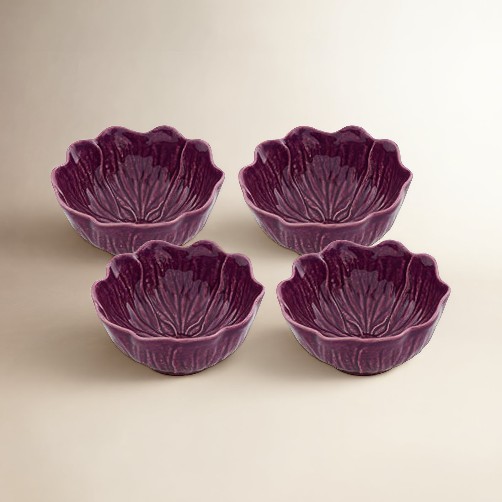 Flora Earthenware Rice Bowl, Purple