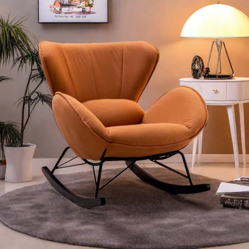 Chaise berçante légère et luxueuse, Brun