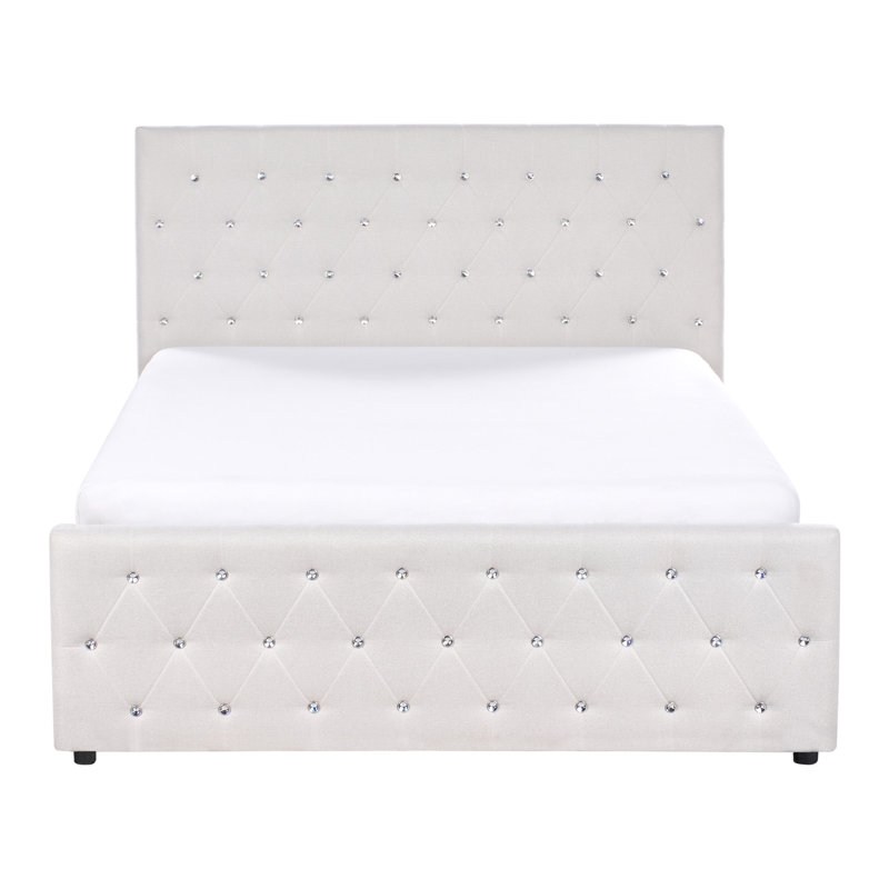 Amiens Upholstered Ottoman Storage Bed, Beige, European Double (140 x 200 cm)