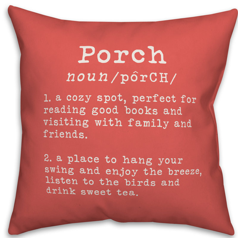 Textual Outdoor Throw Pillow, Coral, 20" H x 20" W