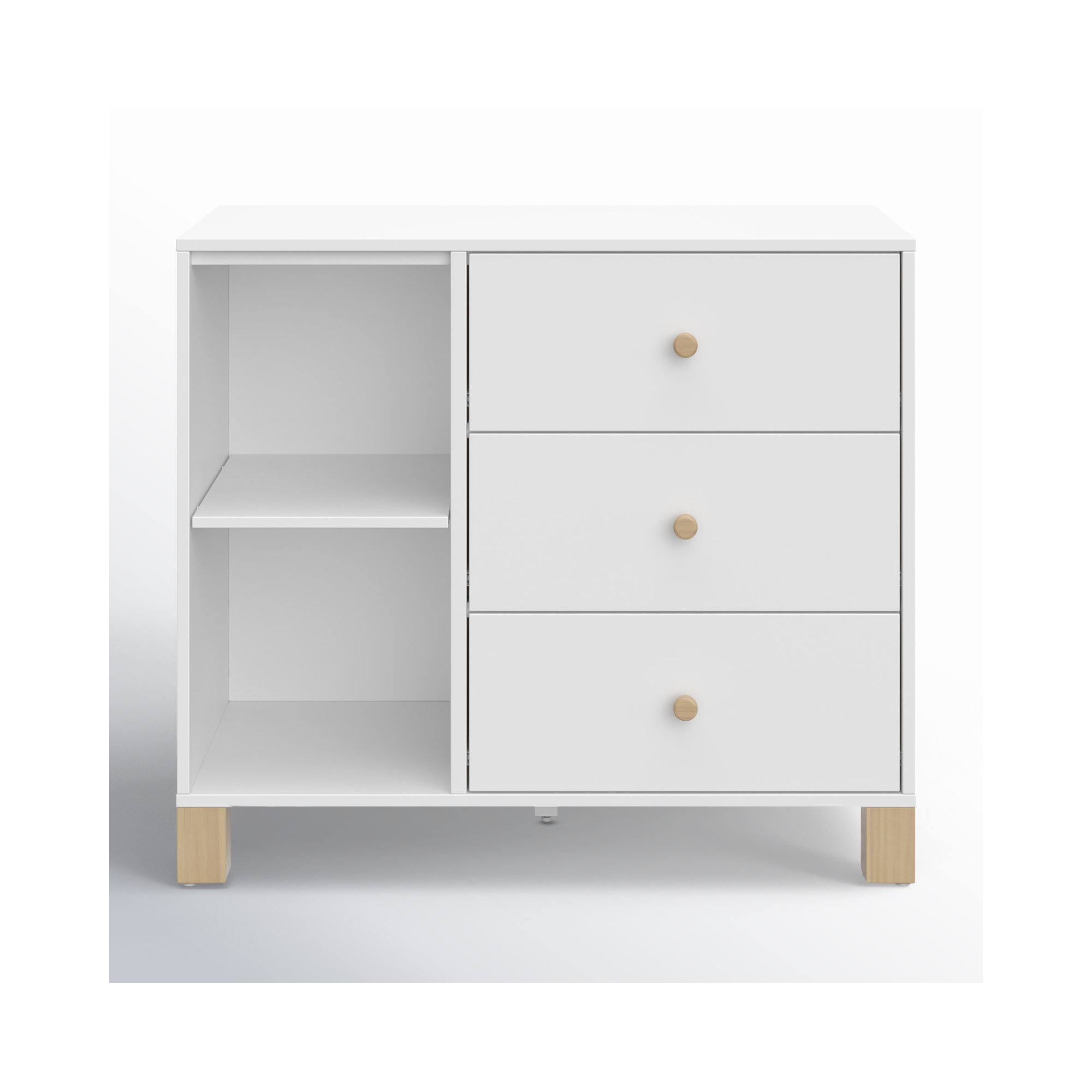 California 3 Drawer Combo Dresser, White
