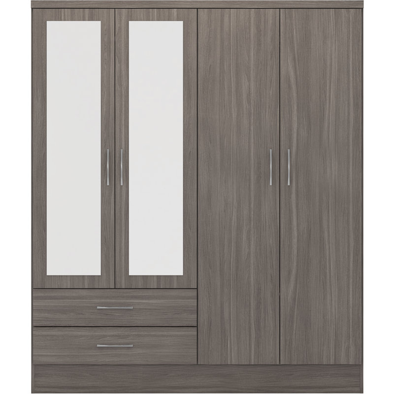Cascio 4 Door Wardrobe, Black Wood Grain