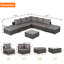 Canapé modulaire de patio pour l'extérieur 8 pièces, ensembles de conversation en osier avec coussins lavables et table basse en verre pour le jardin, la piscine, la cour arrière-131105382