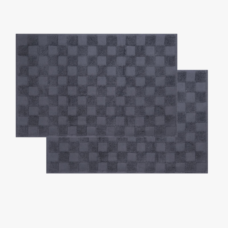 Taylorlynn 2 Pcs Turkish Bath Mat Set, Anthracite