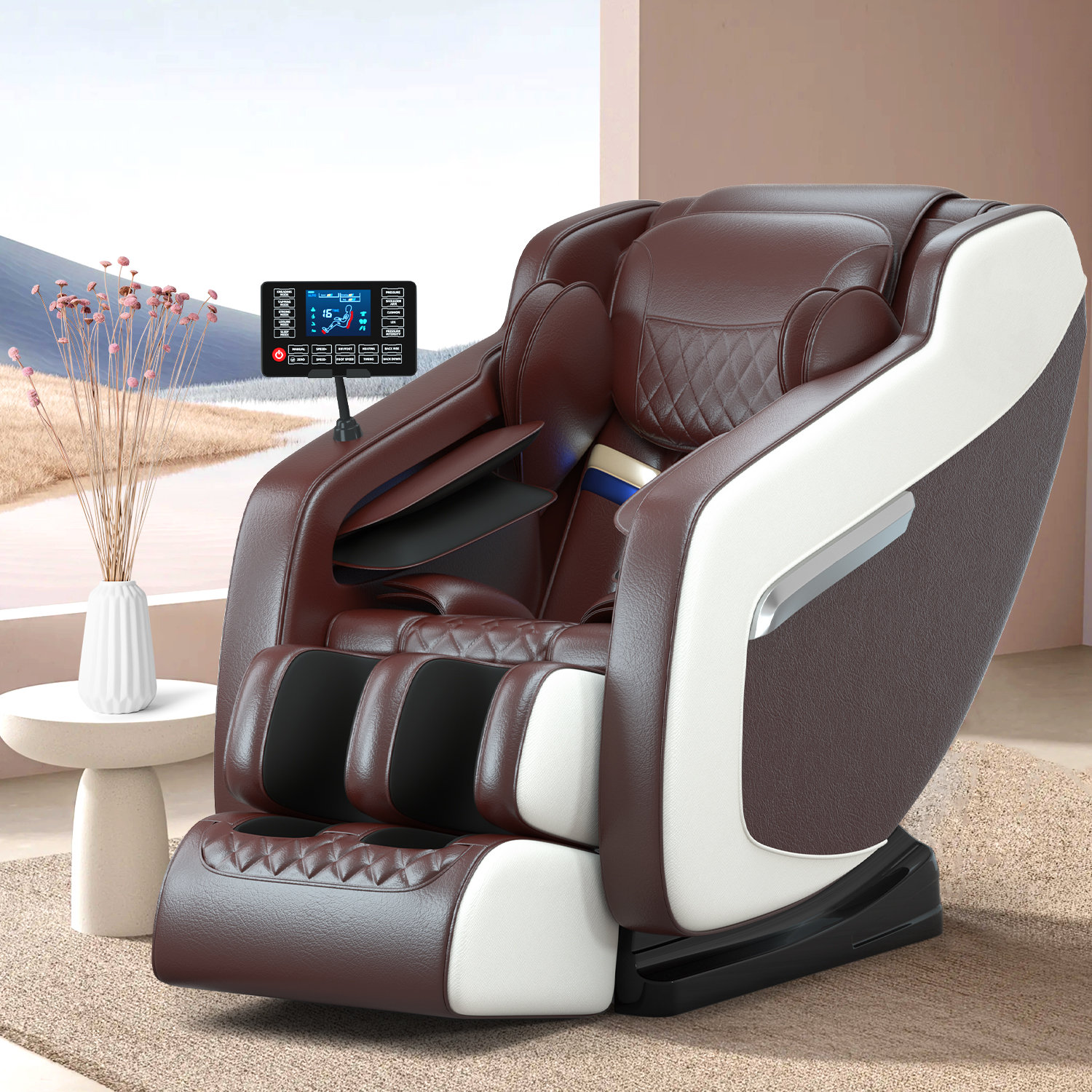 Manual Recliner Chair with Heat and Rolling Kneading Massage Seat