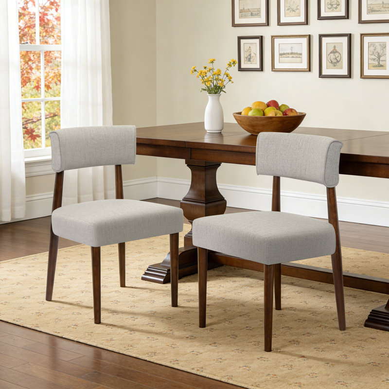 Chaise d'appoint rembourrée en bois massif, Gris, Brun