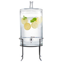 Cervantez Hammered Glass Double Beverage Drink Dispenser On Stand With Leak  Free Spigot, 1 Gallon, Clear