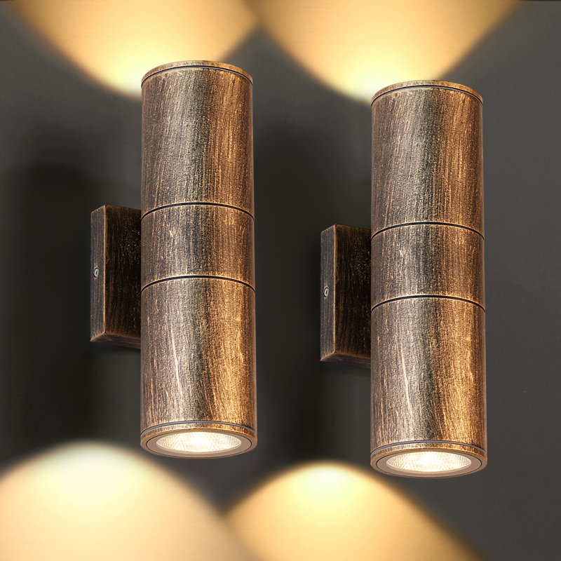Dusk to Dawn Outdoor Lighting Wall Lights 12W 2700K Integrated LED Cylinder Up Down Lights, IP65 Waterproof Aluminum Exterior Wall Sconce for Porch Patio