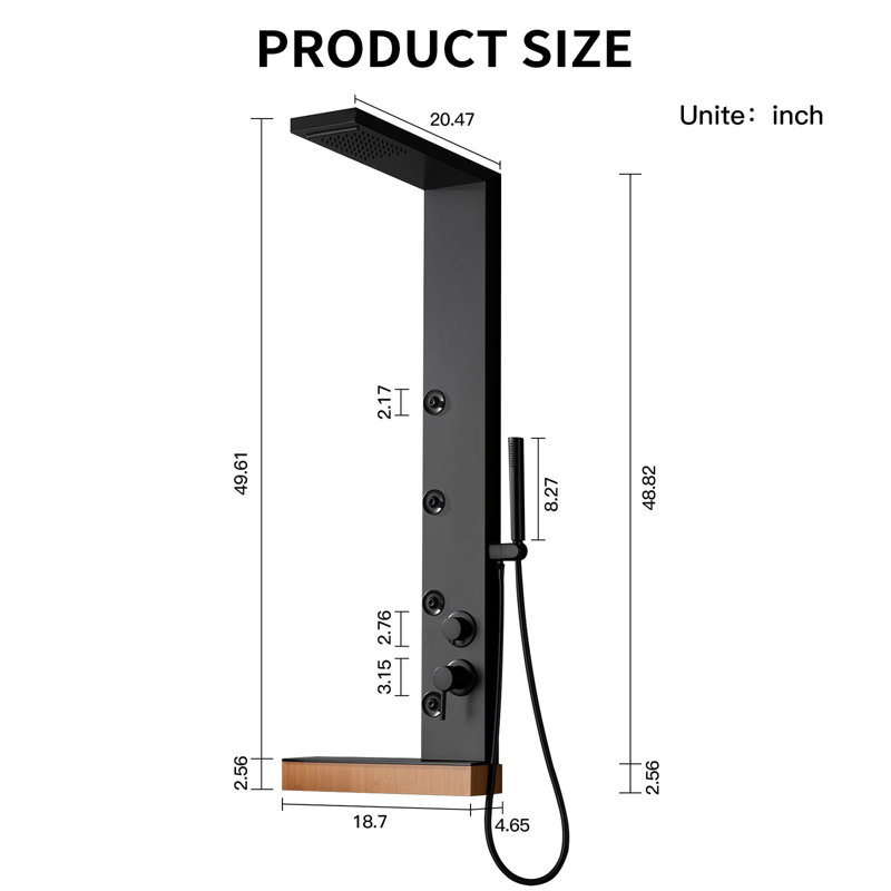 4-way Diverter Shower Tower Panel System with Fixed Shower Head