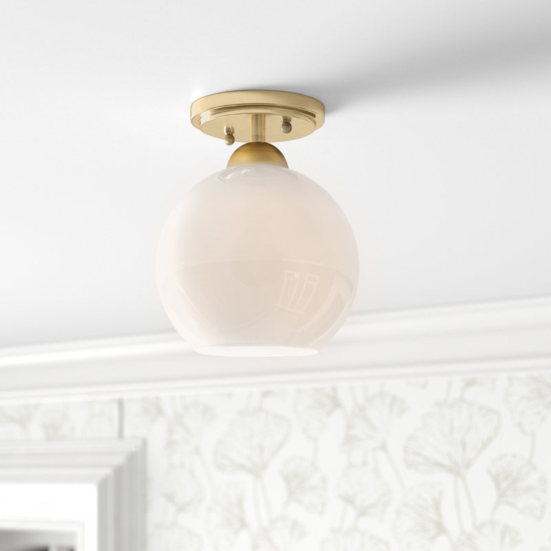 Plafonnier semi-encastré 1 lumière Alayna 7,38 po, Doré vieilli