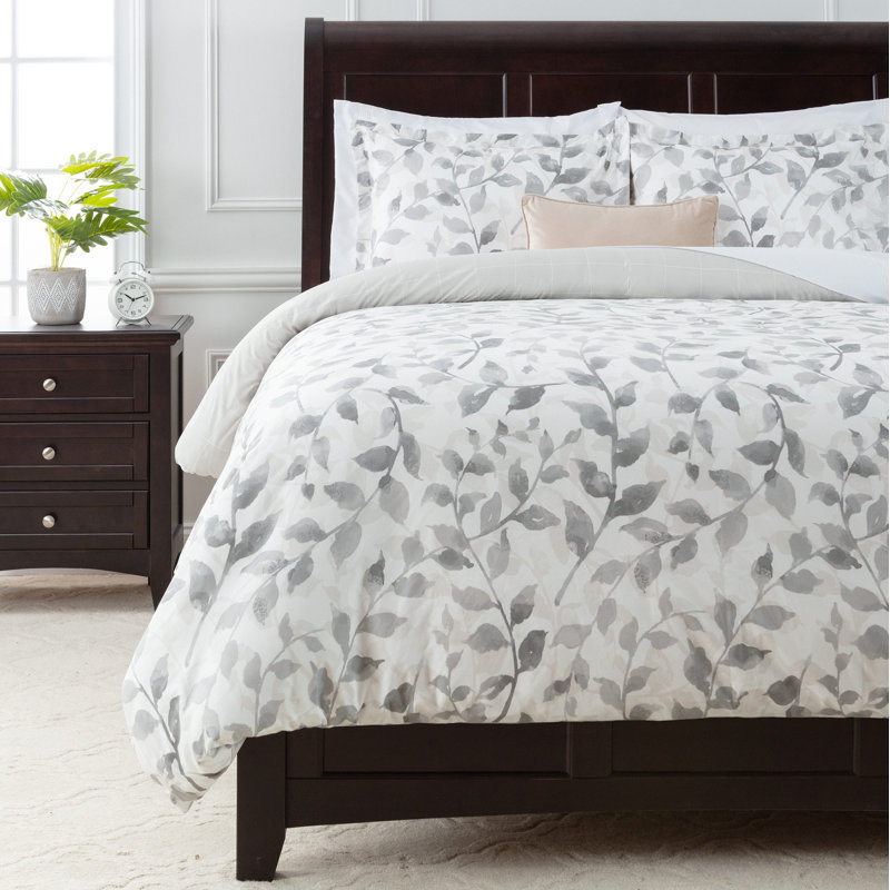 Ensemble de housse de couette réversible Chanasya, Housse de couette très grand et 2 taies d'oreille, Gris crème