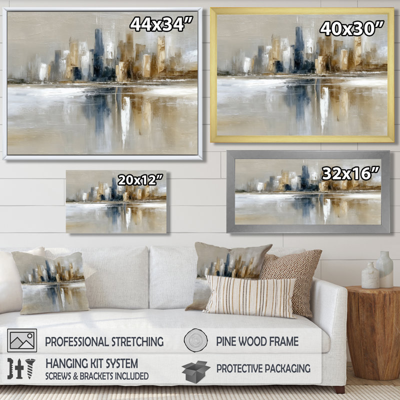 «Sunrise Rays Over Chicago Skyscrapers», impressions sur toile de paysage urbain, art mural bleu paysage urbain, Toile tendue