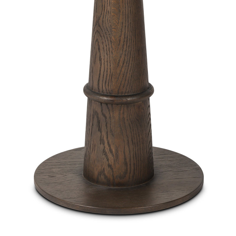 Goetz Bar Table-Brown Oak-Bar, 36.5" H x 32" L x 32" W, Warm Gray Marble/Brown Oak