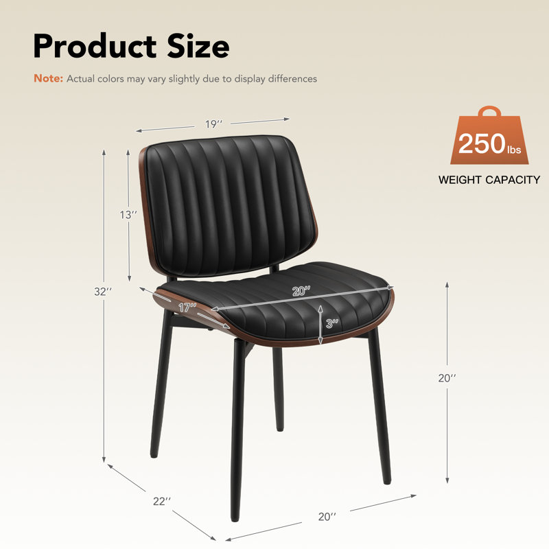 PU Leather Upholstered Dining Chair With Metal Legs, Black