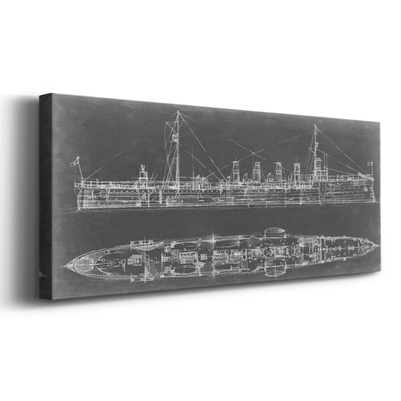 Bleu marine sur toile tendue avec châssis, H 20 po x l 50 po x P 1,5 po
