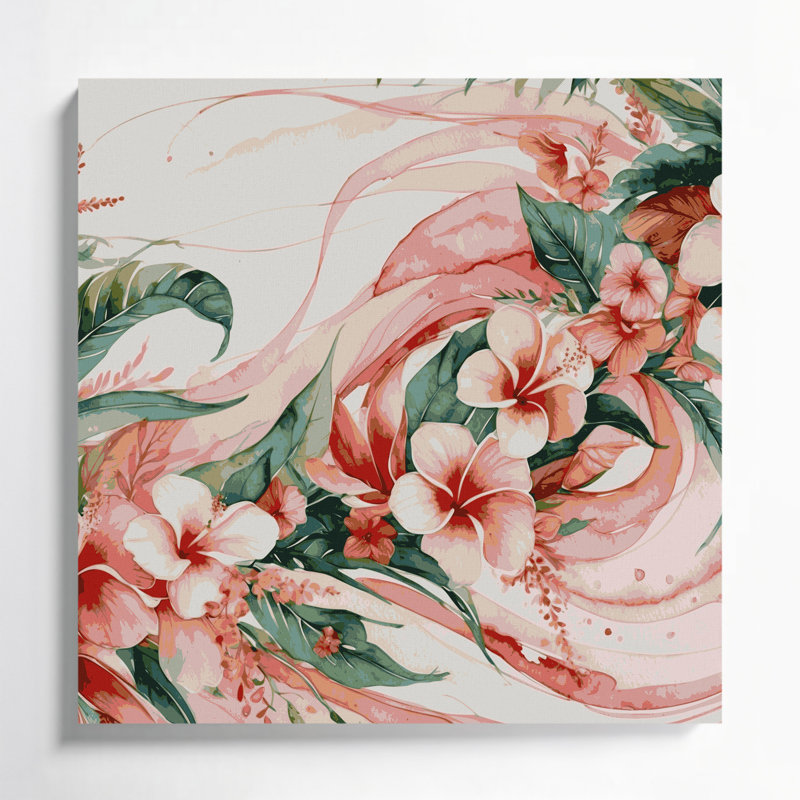 Toile hawaïenne corail gris, H 12 po x l 12 po