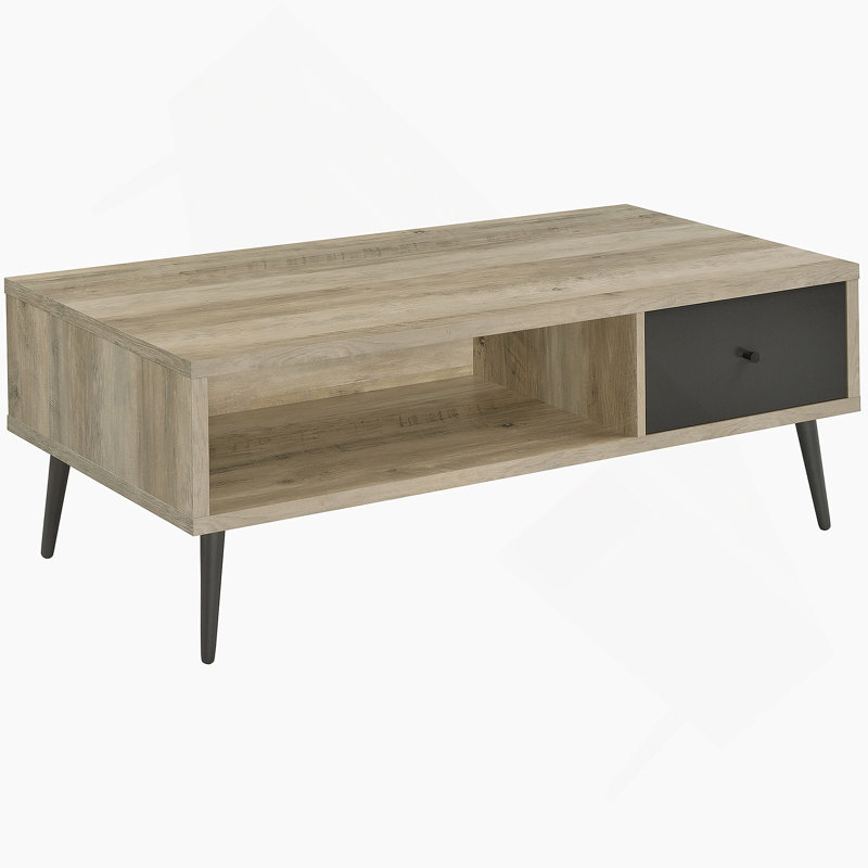 1-Drawer Engineered Wood Coffee Table, Distressed Pine