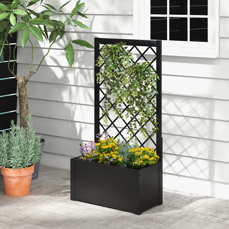 Shandia Metal Planter Box with Trellis, 49" H x 25" W x 12.5" D, 1