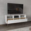 Meuble télé 47 po avec tablettes polyvalentes - trois tiroirs et tablettes ouvertes, chêne naturel blanc pour l'organisation du salon