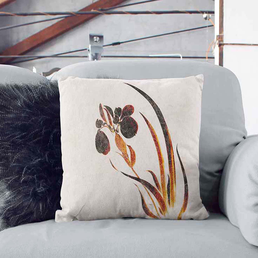 Iris Flower by Shibata Zeshin Cushion with Filling