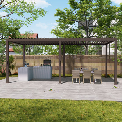 Pergola d'extérieur réglable en métal avec persiennes