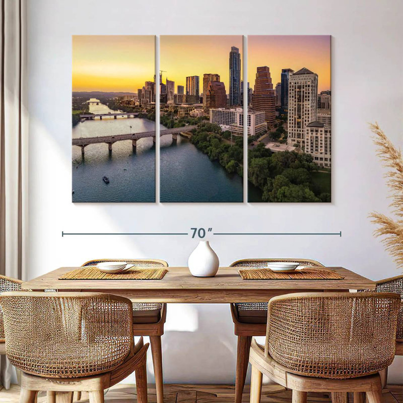 Skyline de Sirci Austin au crépuscule, H 42 po x l 65 po