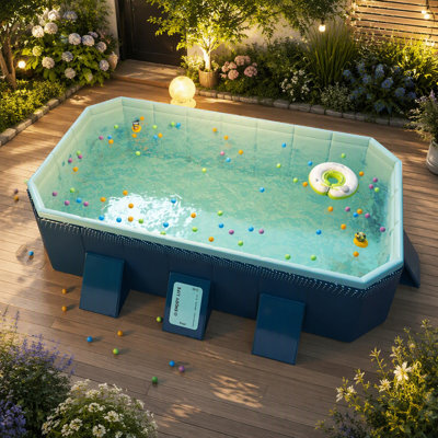 Inflatable PVC Outdoor Swimming Pool – Durable, Portable & Easy Setup for Garden/Yard Use, Foldable for Compact Storage, Quick Water Filling & Drainage