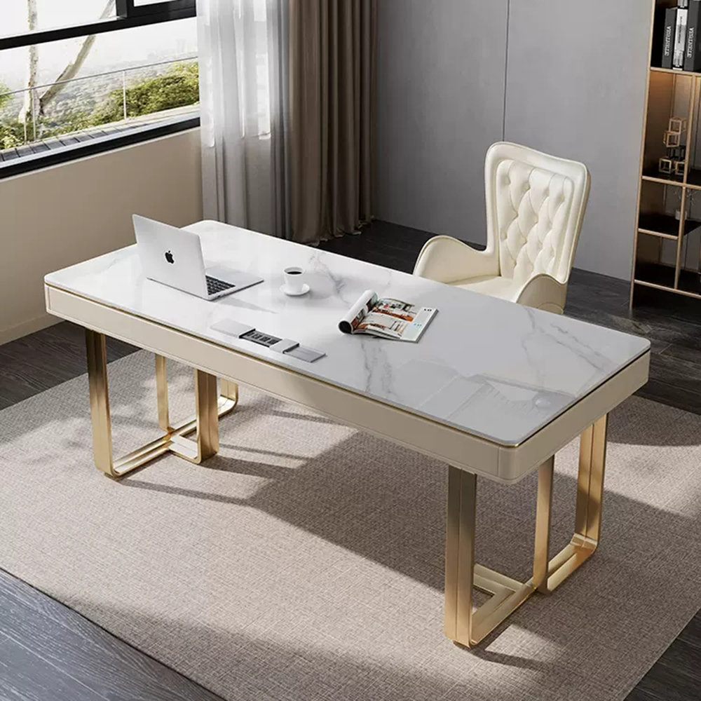Everly Quinn Parkview Luxurious Stone Computer Office Writing Desk ...