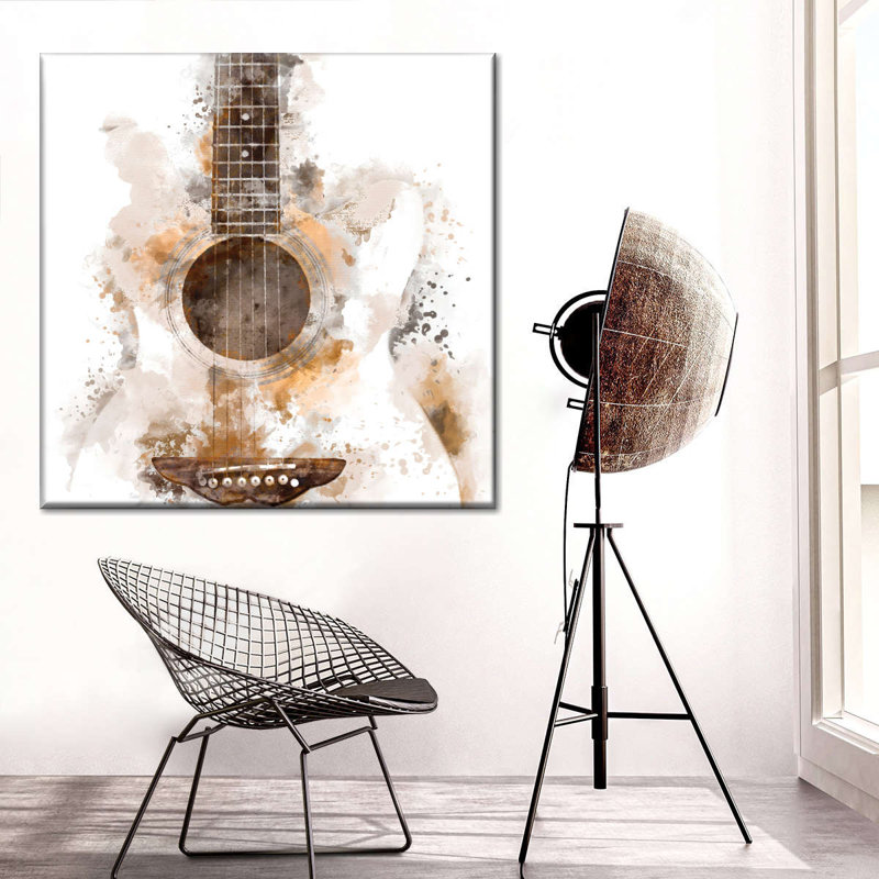 Acoustic Guitar Splash Canvas Print, H 39 po x l 39 po x P 1,25 po