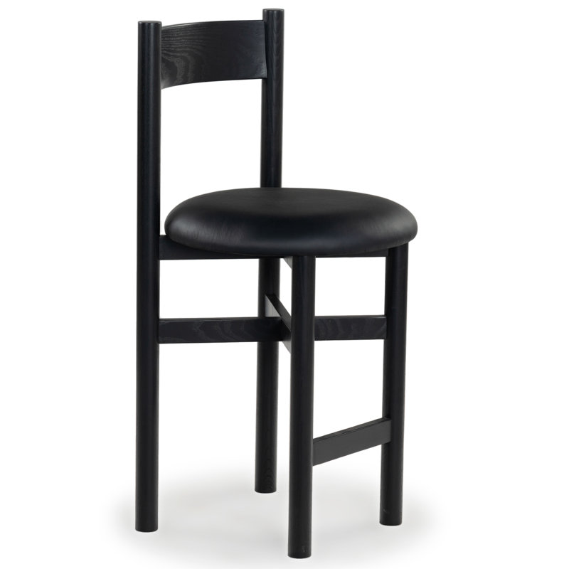 Tabouret de comptoir en cuir Zoyah Tayla, Noir