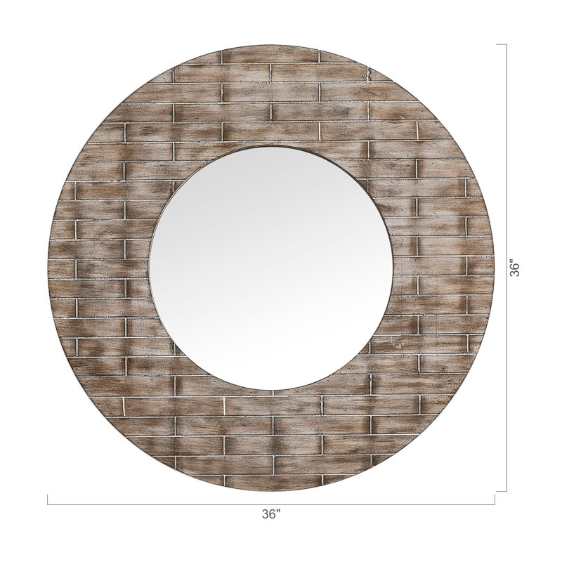 Solid Wood Round Wall Mirror
