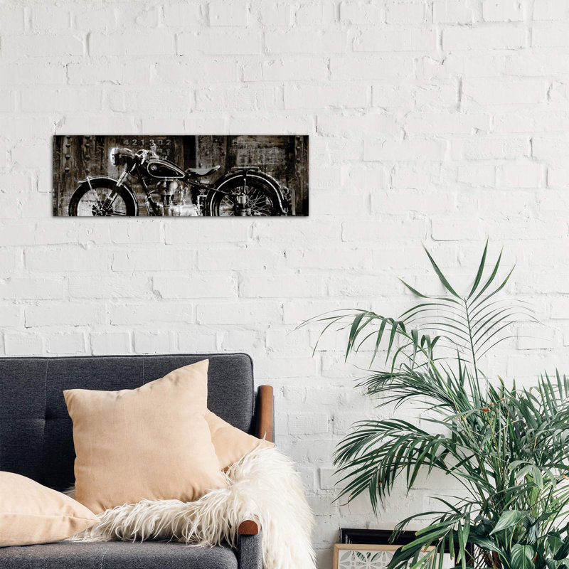 Vintage Motorcycle by Dylan Matthews - Panoramic Print on Canvas, 30.48 cm H x 91.44 cm W x 1.91 cm D, Wrapped Canvas