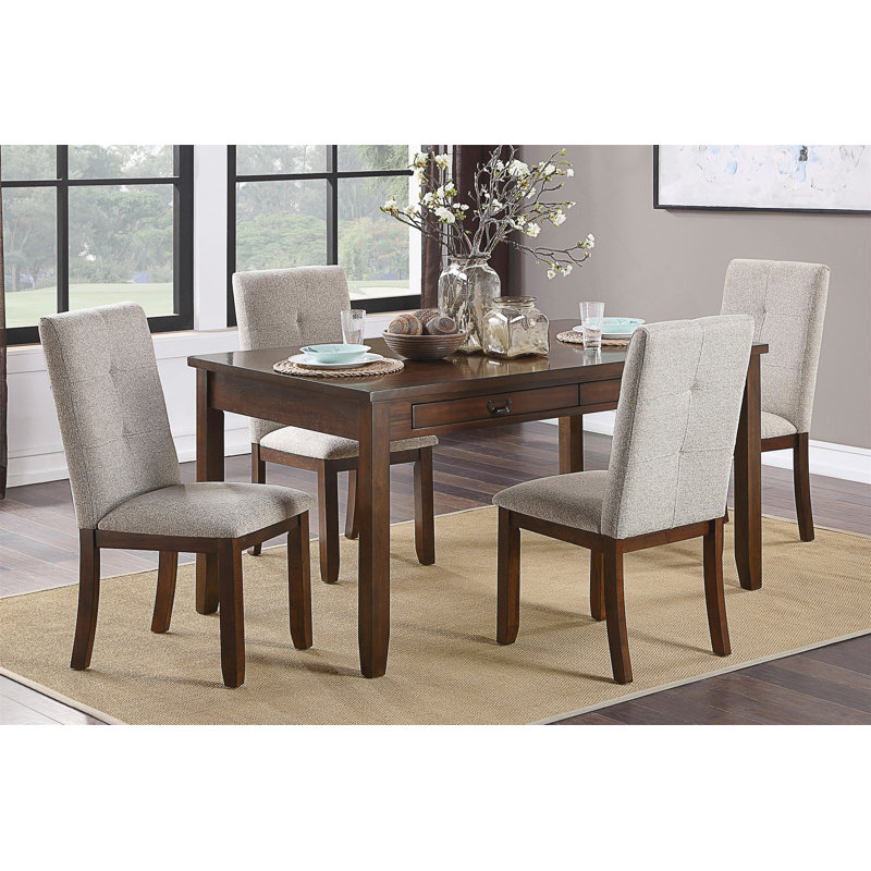 Ensemble repas 5 pièces avec revêtement en chenille et tiroirs fonctionnels pour un repas élégant et pratique