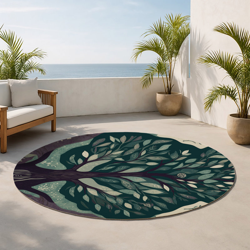 Tapis intérieur et extérieur Midnight Arbor, Rond 5 pi