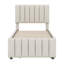 Lit simple avec lit gigogne escamotable et 3 tiroirs de rangement en dessous, lit plateforme simple tapissier en lin-52829714