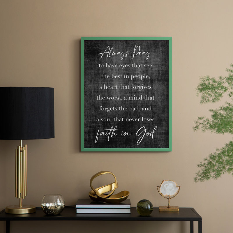 Faith in God, reproduction encadrée - bois massif, H 30 po x l 24 po, Vert