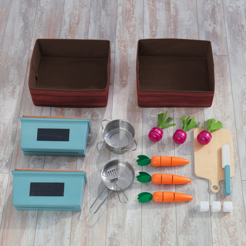 Farmhouse White and Wood Play Kitchen with Accessories