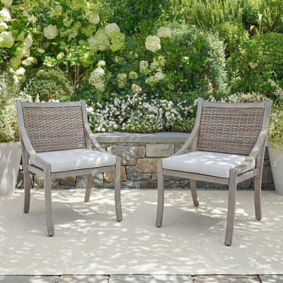 Patio Metal / Pe Wicker Dining Chairs With Cushions