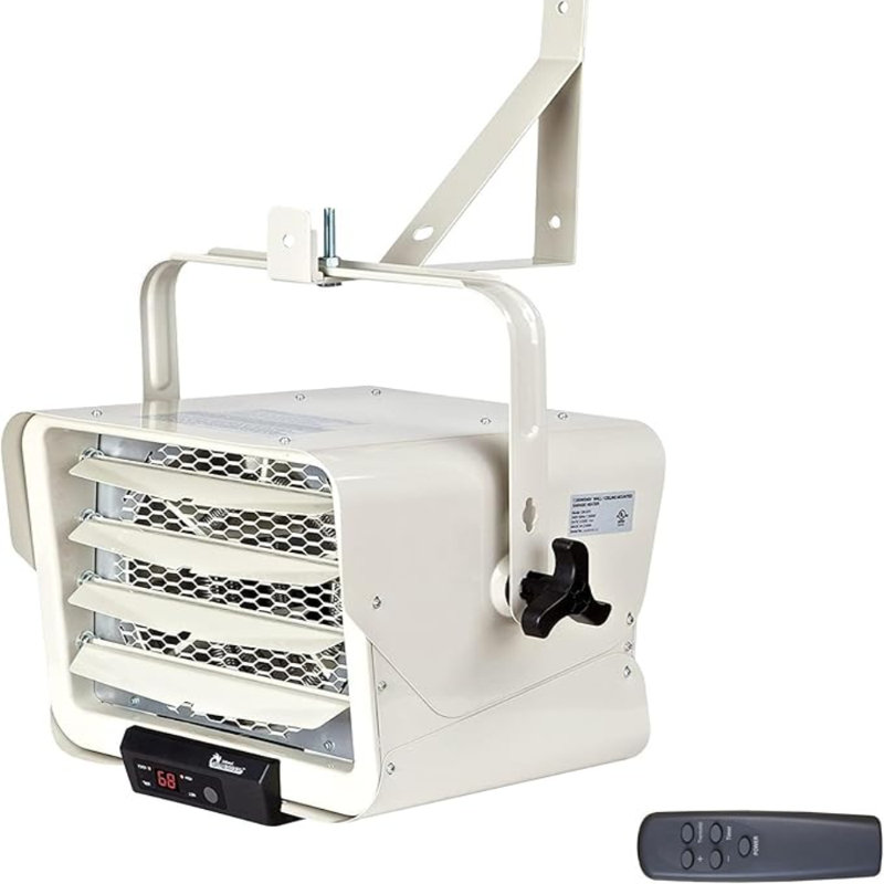 DR. INFRARED HEATER NEW Upgraded DR-975 7500-Watt 240-Volt Hardwired Shop Garage Electric Heater, Wall/Ceiling Mounted With Remote Controlled Thermostat White