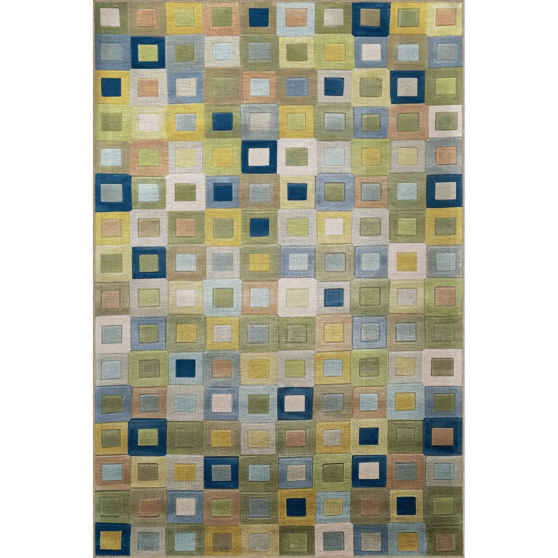 Tapis décoratif moderne à motif géométrique vert, Sous-tapis rectangulaire de 3 pi 3 po x 4 pi 11 po