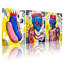 Ensemble de 3 reproductions d'art sur toile, "Alien Robot King Crowned Graffiti"-1408789664