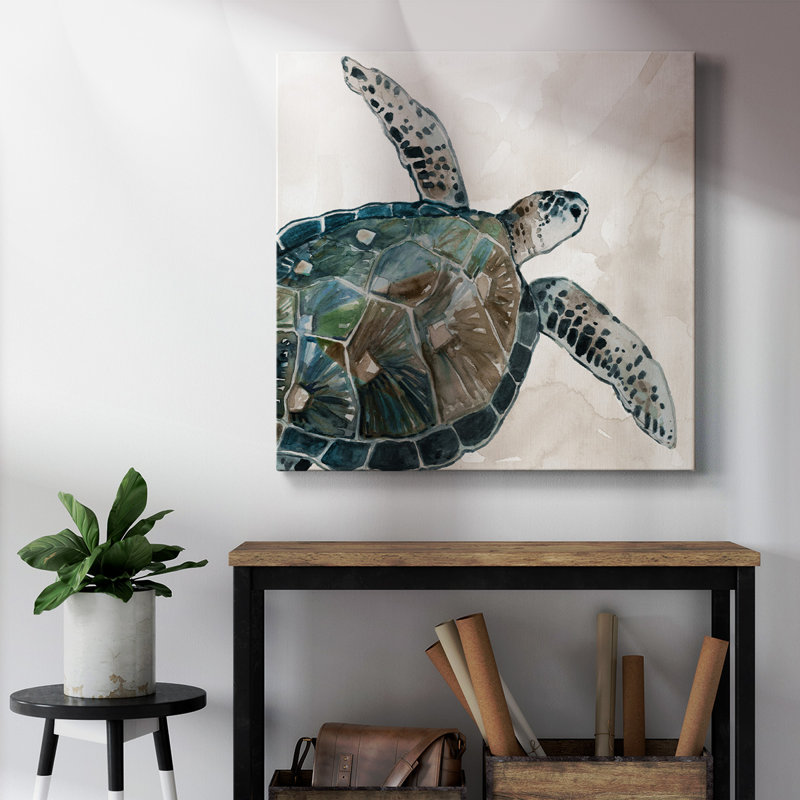 Toile tendue avec motif de tortue de mer neutre I-Premium Gallery - prête à être accrochée