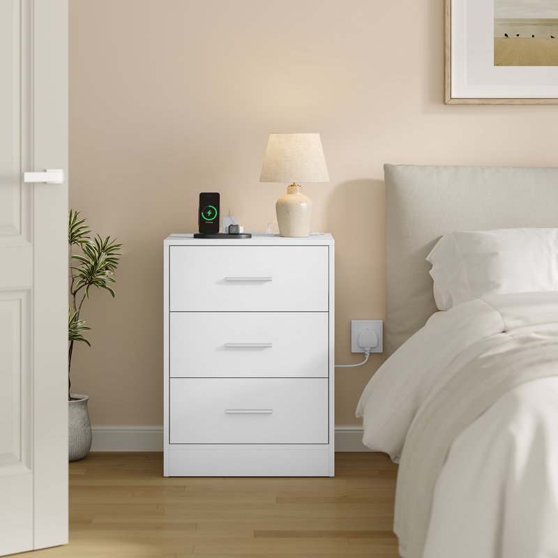 39cm W Bedside Table, White