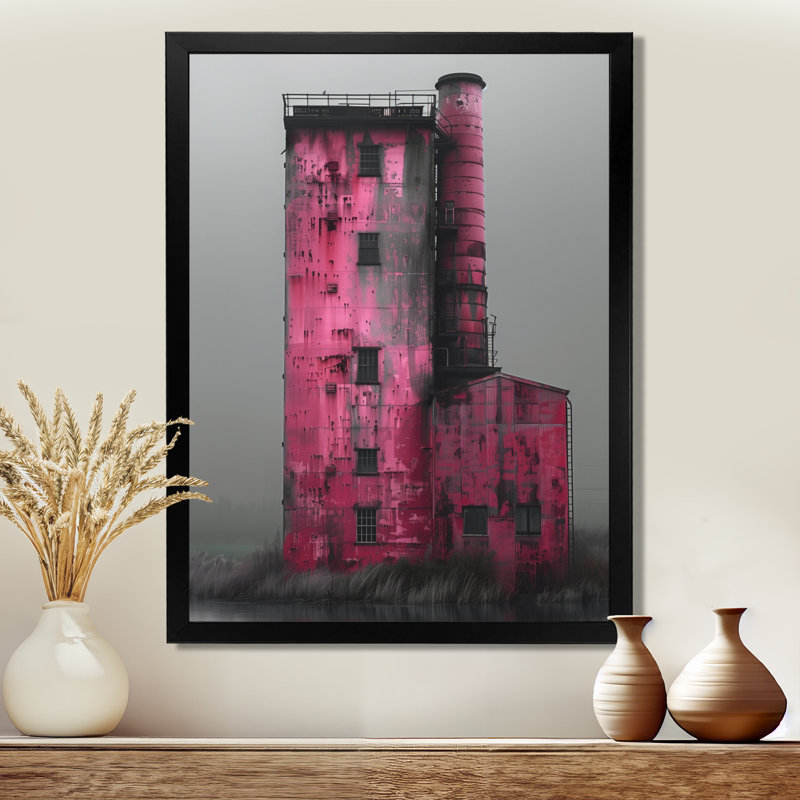 Photo de moulin rose rose, H 30 po x l 40 po, Cadre simple noir, bois massif