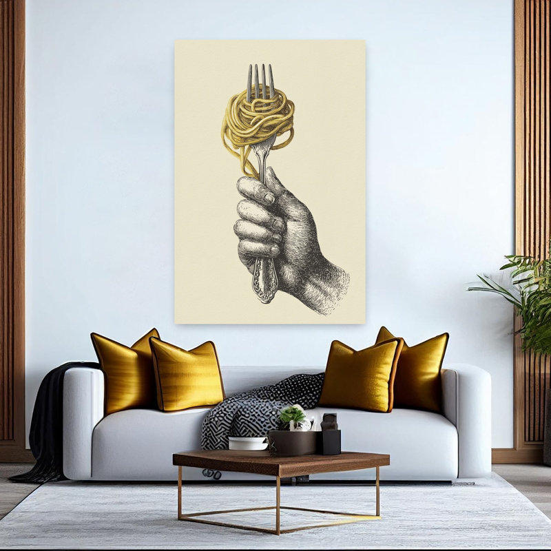 Hand Holding Spaghetti Fork by Andreas Magnusson - Wrapped Canvas Print, 152.4 cm H x 101.6 cm W