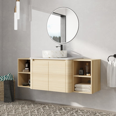 Meuble-lavabo mural simple 54 po avec lavabo en céramique